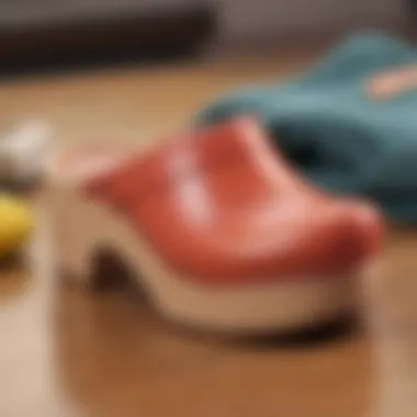 Close-up of Amoji clogs highlighting material quality