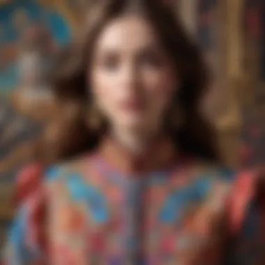 Vibrant Colors of Baroque Print Intricate Baroque print on fabric showcasing vibrant colors