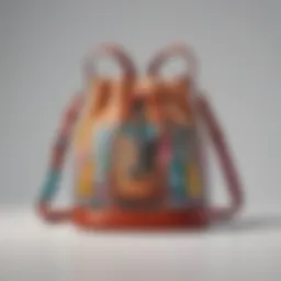 Stylish bucket bag with a colorful guitar strap