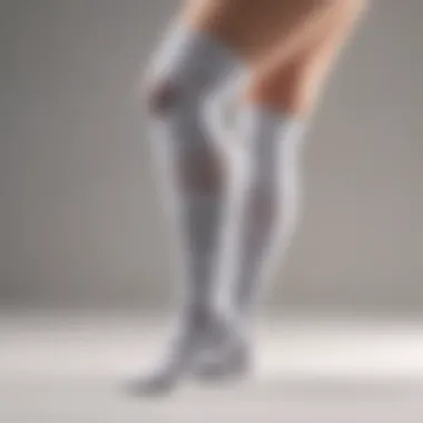 Close-up of a plus-size compression stocking showcasing its texture and compression level.