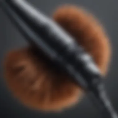 A close-up of an electric curling iron brush highlighting its unique bristle design.