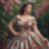 Elegant plus size western dress with floral patterns