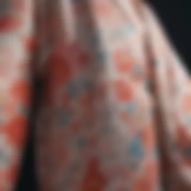 Close-up of intricate fabric patterns on a plus size kimono