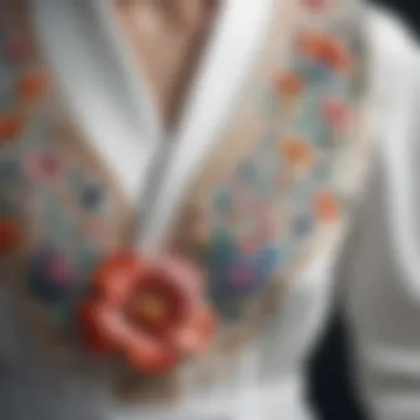 Close-up of intricate embroidery on a designer robe