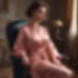 Luxurious satin robe draped elegantly on a vintage chair