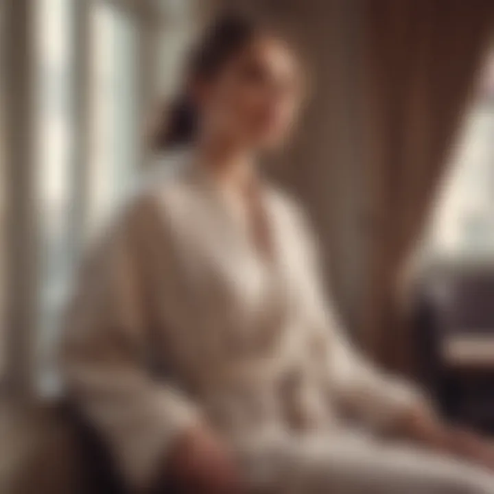 Woman relaxing in a cozy, stylish robe by a window