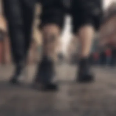 Group of goth runners demonstrating their footwear