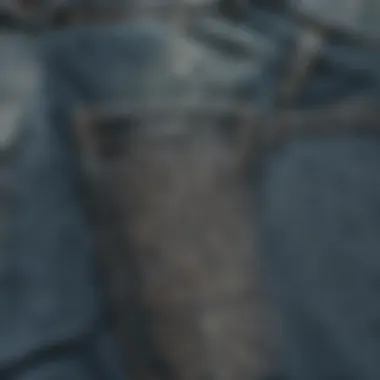 Close-up of fabric texture showcasing acid wash pattern
