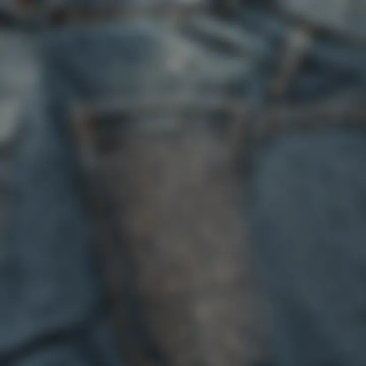 Close-up of fabric texture showcasing acid wash pattern