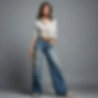 Fashionable outfit pairing acid wash wide leg jeans with accessories