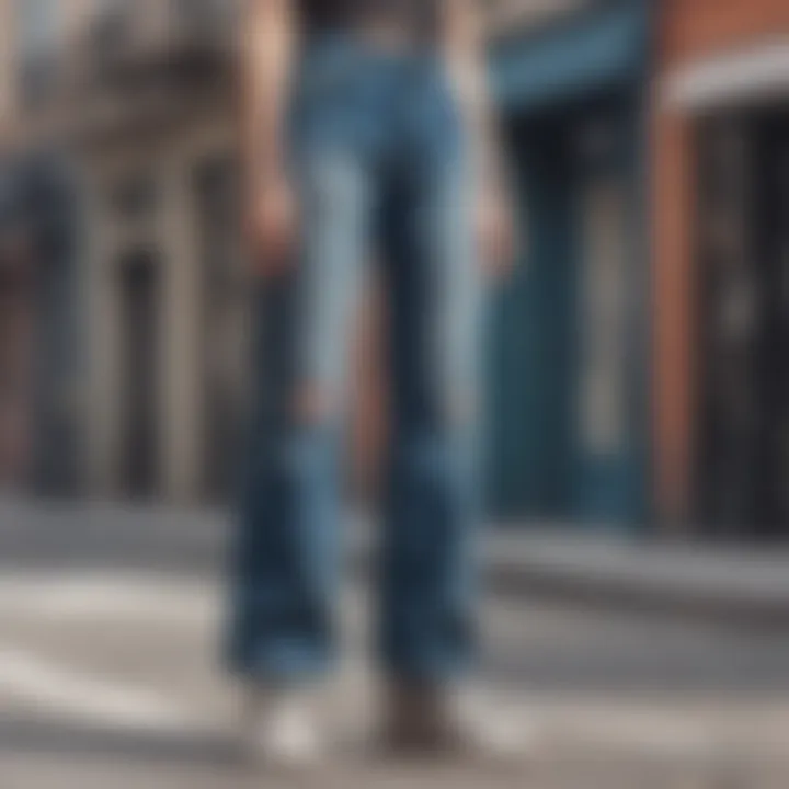 Contemporary street style featuring acid wash wide leg jeans