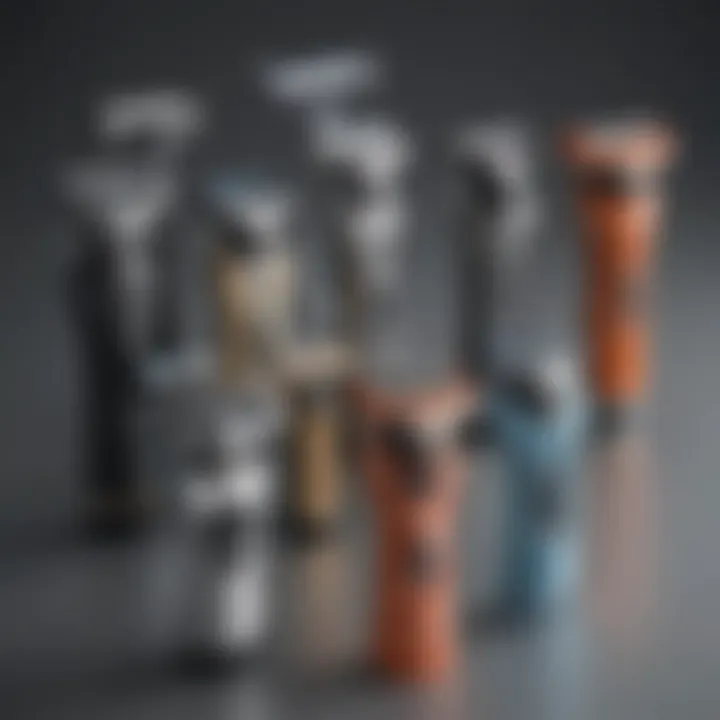 A collection of various neckline shavers showcasing different designs