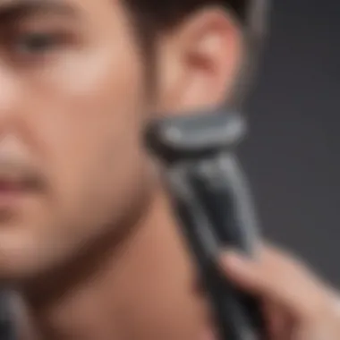 Demonstration of using a neckline shaver for precision grooming