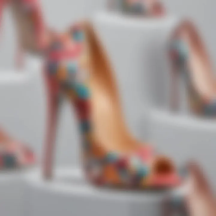 Close-up view of unique high heel sticker designs