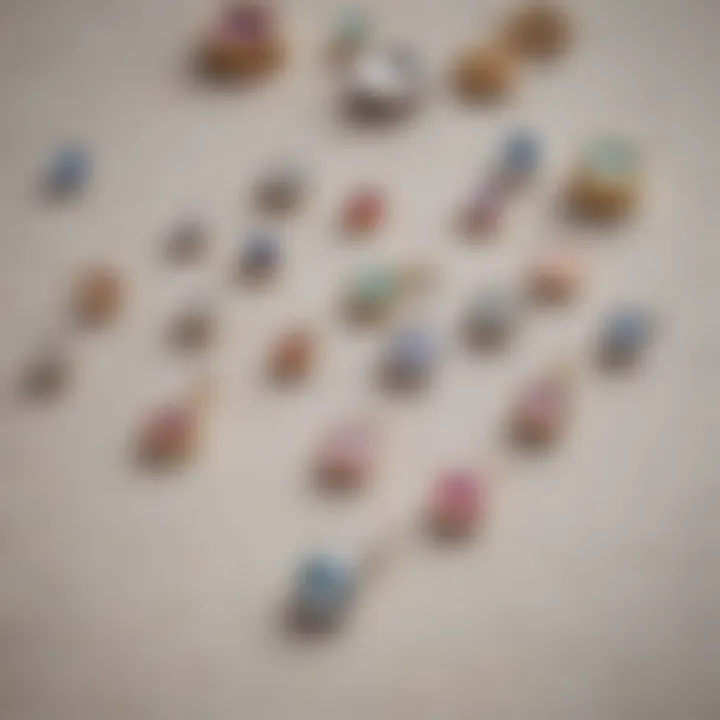 An aesthetically pleasing arrangement of tiny belly button rings in different styles.