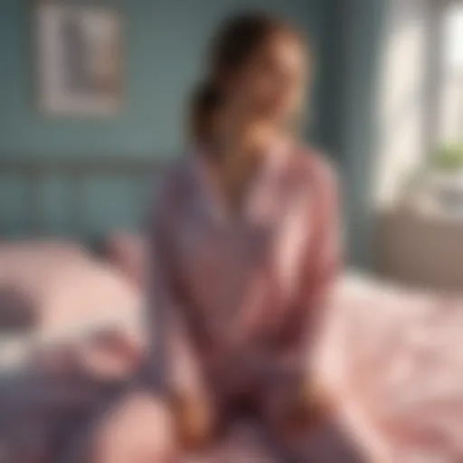 Cozy pajama set displayed on a bed